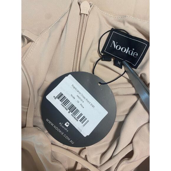 Nookie Tropicana Cross Front Shift Dress Nude Size M | Plunge Midi Bodycon - Picture 5 of 5
